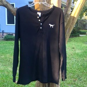 VS PINK Black Thermal Henley Top